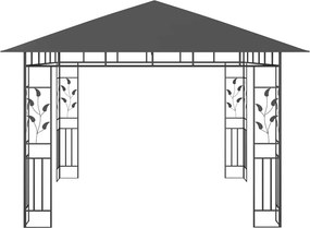 vidaXL Κιόσκι με Σήτα και Φωτάκια LED Ανθρακί 3 x 3 x 2,73 μ.