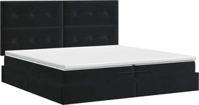 vidaXL Κρεβάτι Ottoman με στρώμα Μαύρο 200 x 200 cm Βελούδο