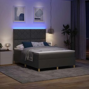 vidaXL LED Κρεβάτι με βάθρο Σκούρο Γκρι 140 x 190 cm ύφασμα