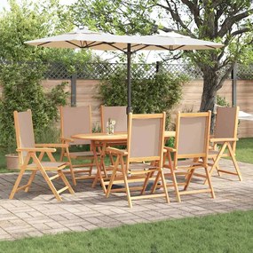 vidaXL Σέτ Εξωτερικής Σίτισης 7 pcs Taupe 6-Ατόμων Ξύλο και Ύφασμα