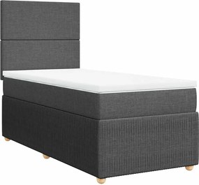 vidaXL Κρεβάτι Boxspring με Στρώμα Σκούρο Γκρι 90x190 εκ. Υφασμάτινο