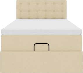 vidaXL Οθωμανικό κρεβάτι με στρώμα &amp; LEDs Cream 80x200cm ύφασμα