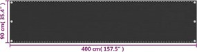 vidaXL Διαχωριστικό Βεράντας Ανθρακί 90 x 400 εκ. από HDPE