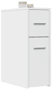 vidaXL Ντουλάπι Μπάνιου Στενό με Ροδάκια Λευκό Επεξ. Ξύλο