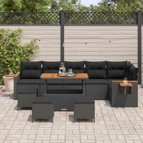 vidaXL Σετ Καναπέ Κήπου 10 pcs Μαύρο συνθετικό ρατάν