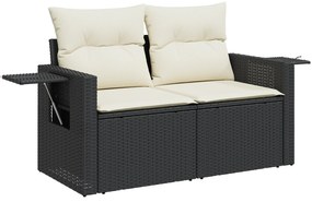 vidaXL Σετ 9 Τεμαχίων Καναπέ Κήπου με Μαξιλάρια Μαύρο Πολυ Ρατάν Ακακία