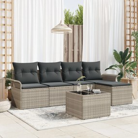 vidaXL Σετ 6 Τεμαχίων Καναπέ Κήπου με Μαξιλάρια Γκρι Πολυ Ρατάν