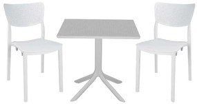 Τραπεζαρία κήπου Groovy-Ignite pakoworld σετ 3τεμ PP λευκό 80x80x74,5εκ.