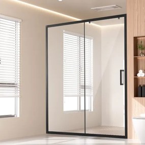 VEVOR Semi-frameless Shower Door 57.7-59&quot; x 70&quot; Tempered Glass 1/4&quot; Matte Black