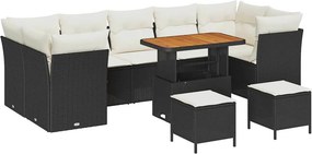 vidaXL Σετ Καναπέ Κήπου 10 pcs Μαύρο συνθετικό ρατάν