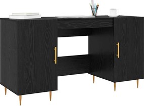 vidaXL Γραφείο με ράφι Μαύρη δρυς 140 x 50 x 75 εκ. Επεξεργασμένο ξύλο