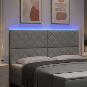vidaXL LED κεφαλάρι Ανοιχτό γκρι 180 cm Βελούδο