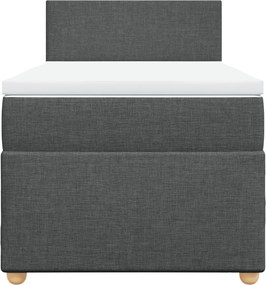 vidaXL Κρεβάτι Boxspring με Στρώμα Σκούρο Γκρι 90x190 εκ. Υφασμάτινο