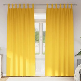 vidaXL Κουρτίνες Μαύρης Ύφανσης με Δαχτυλίδια 2 pcs Χαμομηλί κίτρινο