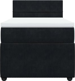 vidaXL Κρεβάτι Boxspring με Στρώμα Μαύρο 90x200 εκ. Βελούδινο