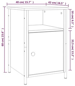 Κομοδίνο Καπνιστή Δρυς 40x42x60 εκ. από Επεξεργασμένο Ξύλο - Καφέ