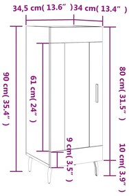 Ντουλάπι Γυαλιστερό Λευκό 34,5x34x90 εκ. Επεξεργασμένο Ξύλο - Λευκό