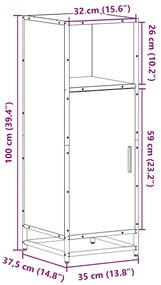Ντουλάπι μπάνιου Μαύρο 35x37,5x100 cm Ξύλινη κατασκευή - Μαύρο