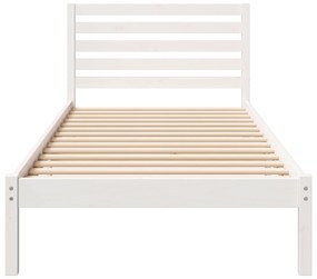 vidaXL Σκελετός Κρεβατιού Λευκό 90 x 220 cm Μασίφ ξύλο πεύκου