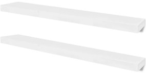 Ράφια Τοίχου για Βιβλία/DVD 2 Τεμάχια Άσπρα από MDF