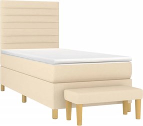 vidaXL Κρεβάτι Boxspring με Στρώμα Κρεμ 100 x 200 εκ. Υφασμάτινο