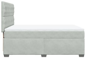 Κρεβάτι Boxspring με Στρώμα Ανοιχτό Γκρι 140x190 εκ. Βελούδινο - Γκρι