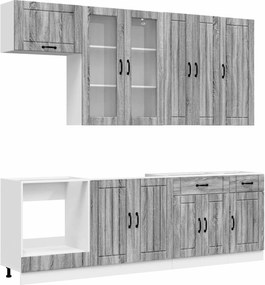 vidaXL Μονάδα κουζίνας LUCCA 8 pcs Γκρι Sonoma Επεξεργασμένο Ξύλο