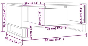 Τραπεζάκι Σαλονιού Μαύρο 90x50x36,5 εκ. Επεξεργασμ. Ξύλο - Μαύρο