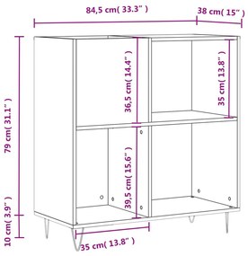 Δισκοθήκη Γυαλιστερή Λευκή 84,5 x 38x 89 εκ. από Επεξεργ. Ξύλο - Λευκό