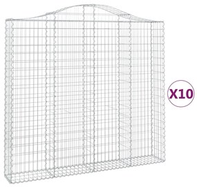 vidaXL Συρματοκιβώτια Τοξωτά 10 τεμ. 200x30x180/200 εκ. Γαλβαν. Ατσάλι