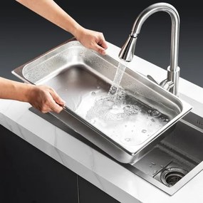 VEVOR 6 Pack Full Size Hotel Pans Steam Table Pan Stainless Steel 4" Deep