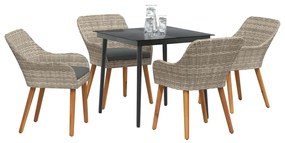 vidaXL Σετ τραπεζαρίας 5 pcs Ανοιχτό γκρι Πολυ ράταν