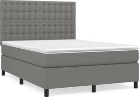 vidaXL Κρεβάτι Boxspring με Στρώμα Σκούρο Γκρι 140x190 εκ. Υφασμάτινο