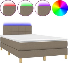 vidaXL Κρεβάτι Boxspring με Στρώμα &amp; LED Taupe 120x190 εκ. Υφασμάτινο