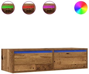 vidaXL Έπιπλο Τηλεόρασης με LED Όψη Παλαιού Ξύλου 100X35,5x25 εκ.
