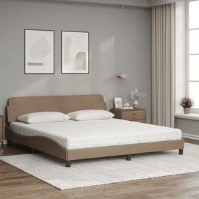 vidaXL Κρεβάτι με Στρώμα Dover Καπουτσίνο 180x200 εκ. Συνθ. Δέρμα