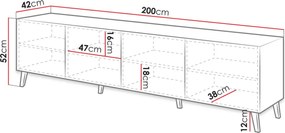 Έπιπλο τηλεόρασης Abeto Plus-Grafitis - 200.00Χ42.00Χ52.00cm