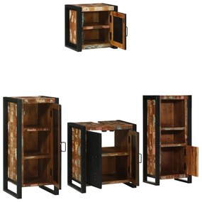 vidaXL Σετ Επίπλων Μπάνιου 4 pcs Πολύχρωμο Στερεό ανακτημένο ξύλο