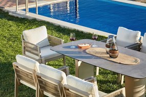 Garden Table &amp; Chairs Set (8 Pieces) Toscana Ceramic Beige