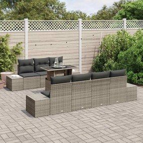 vidaXL Σετ Καναπέ με μαξιλάρι 8 pcs Γκρι συνθετικό ρατάν