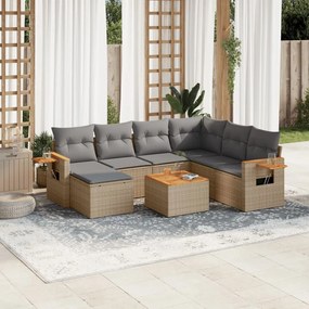 vidaXL Patio Sofa Set 7-θέσια Beige and Grey