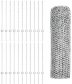 vidaXL Φράχτης με Στήλες. Ασημί 0.8 x 50 μ Ατσάλι