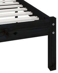 vidaXL Πλαίσιο Κρεβατιού Μαύρο 75x190εκ Μασίφ Ξύλο Πεύκου Small Single