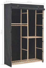 Ντουλάπα με 3 Ράφια Γκρι 110 x 40 x 170 εκ. Υφασμάτινη - Γκρι