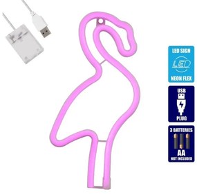 Διακοσμητικό Φωτιστικό Neon Led Flamingo 78573 Globostar-78573-Ροζ 78573