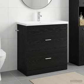 vidaXL Σετ Επίπλων Μπάνιου Μαύρη Δρυς 81 x 40 x 84,5 εκ