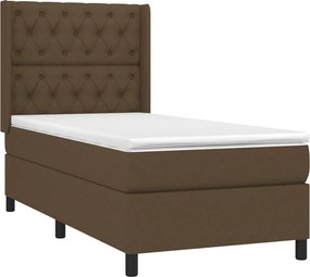 vidaXL Κρεβάτι Boxspring με Στρώμα Σκούρο Καφέ 80x200 εκ. Υφασμάτινο