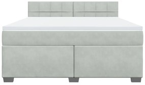 vidaXL Κρεβάτι Boxspring με Στρώμα Ανοιχτό Γκρι 180x200 εκ. Βελούδινο
