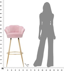 Σκαμπό Μπαρ Ροζ/Χρυσό VIENNA Ροζ και Χρυσό 53x55x110