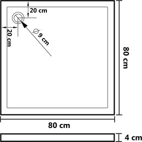 vidaXL Βάση Ντουζιέρας με Σχέδιο Τάπας Λευκή 80 x 80 x 4  εκ. από ABS